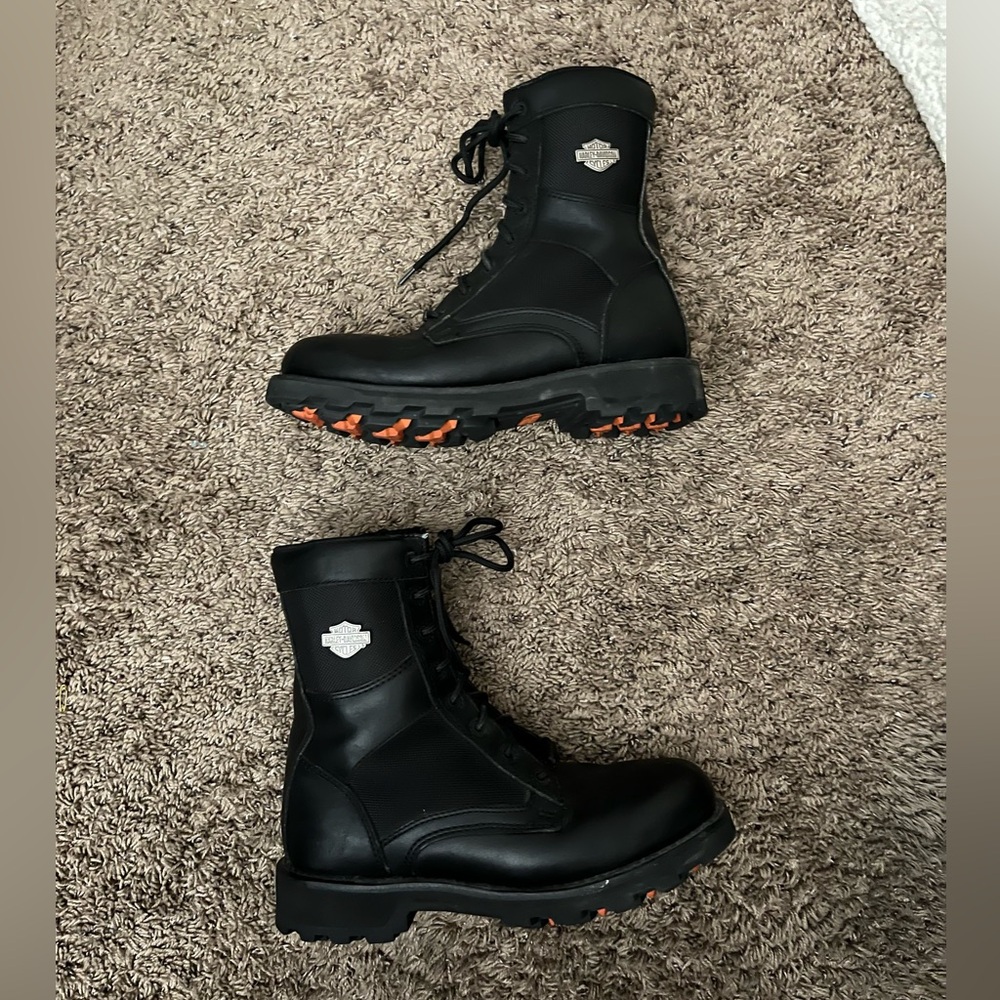 Harley-Davidson Men's Black and Orange Boots